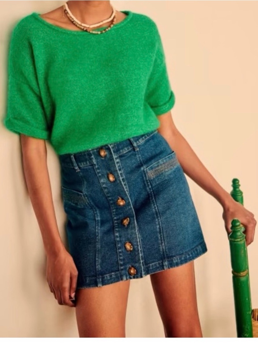 Sezane Alison Mini Skirt Denim Jean Blue Size 36 US 4